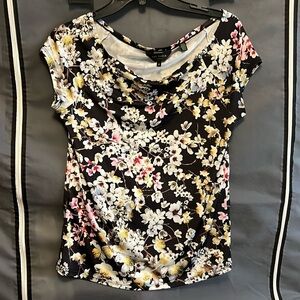 Ted Baker floral top with slight cowl neckline UK size 3 91% polyester